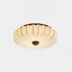 Fabric Ceiling Light Pleated Shade Lotus Wood Canopy
