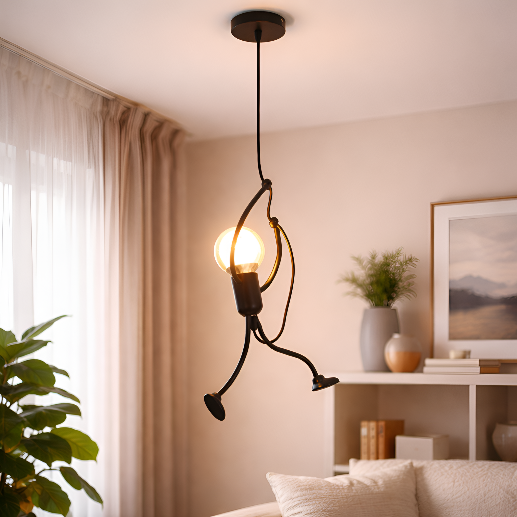 Zephyr - Vintage Iron Little Man Pendant Light Without Bulb