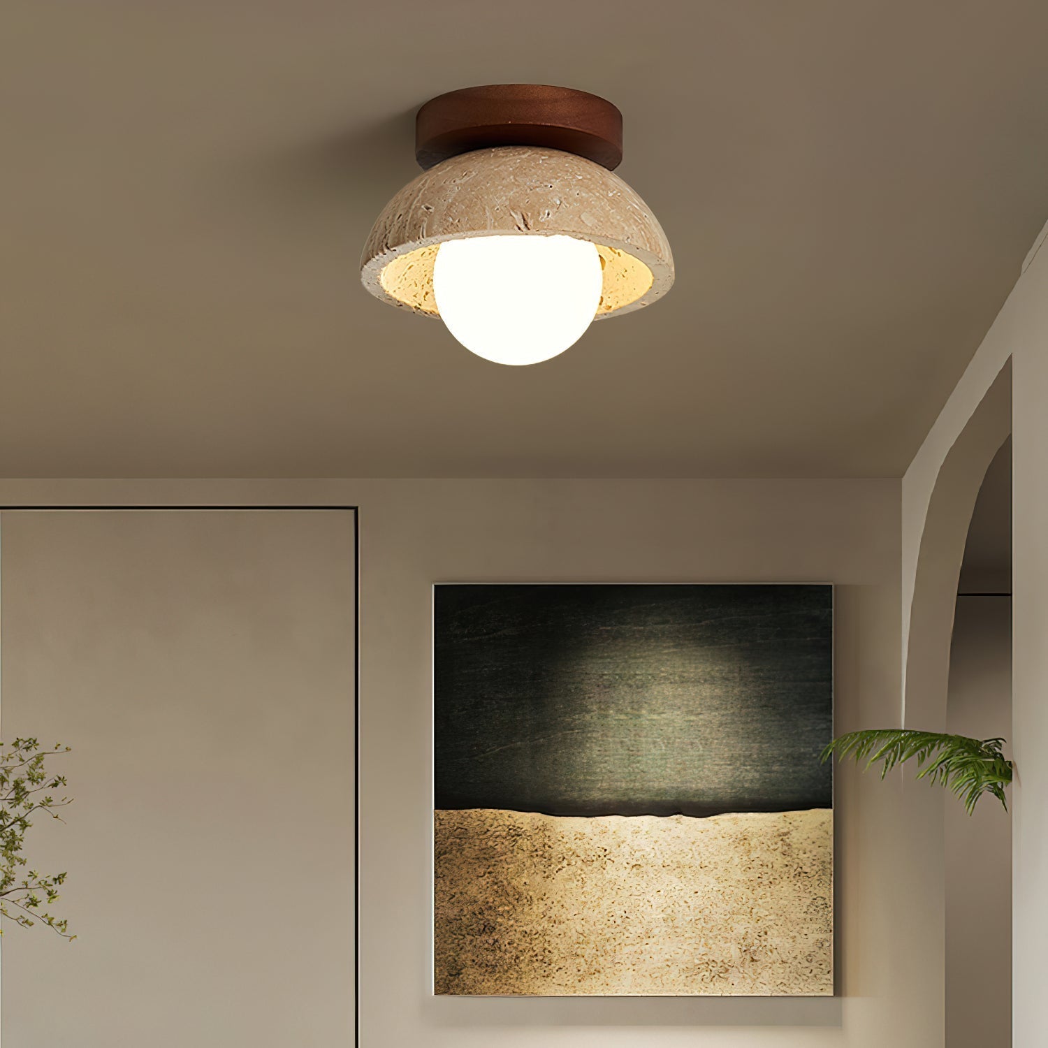 Mysa Minimalist Travertine Ceiling Light