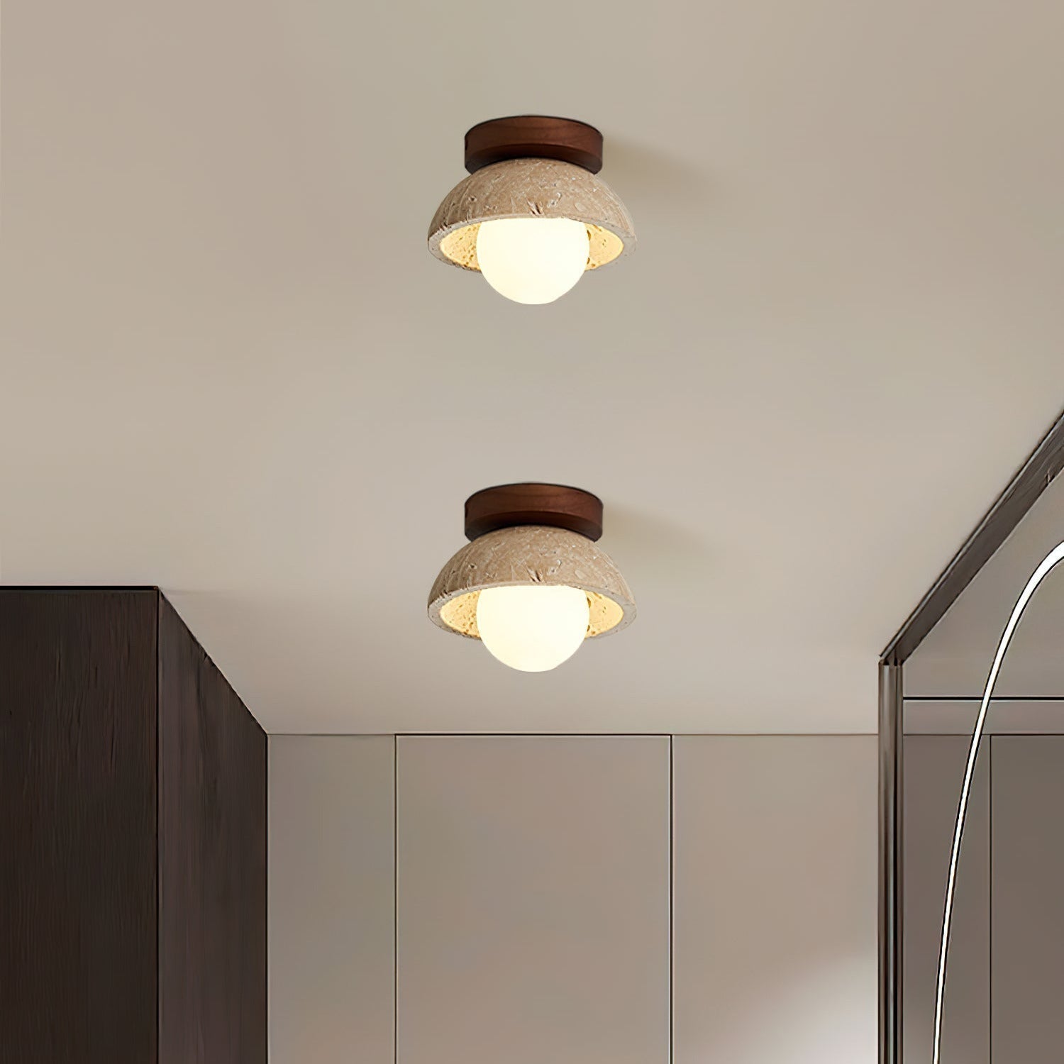 Mysa Minimalist Travertine Ceiling Light