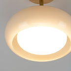 Nordic Wooden Dome Glass LED Semi-Flush Mount Ceiling Light 1-Light