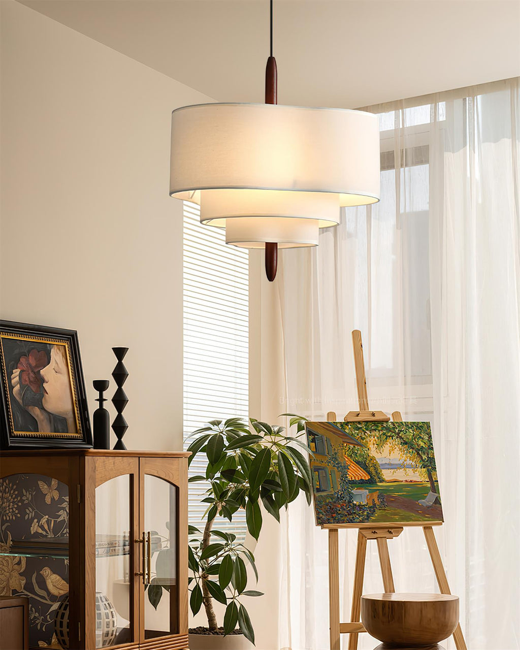 Ophel Fabric Hanging Lamp in Green
