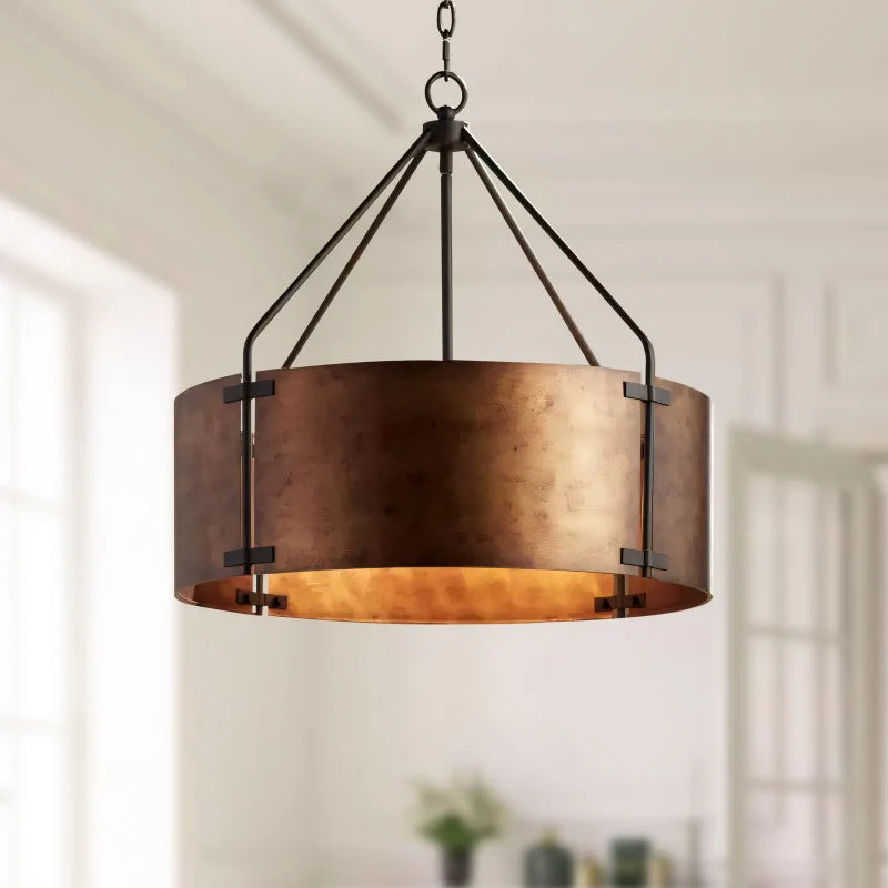 Ethan Retro Industrial Bronze Drum Pendant Light