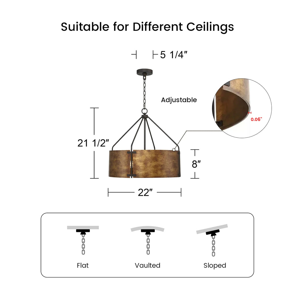 Ethan Retro Industrial Bronze Drum Pendant Light