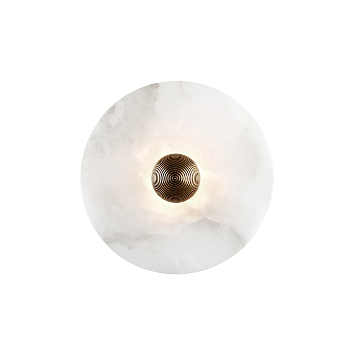 Round Wall Lamp Alabaster Fluted Brass