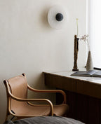 Round Wall Lamp Alabaster Fluted Brass