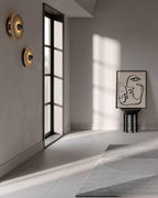 Round Wall Lamp Alabaster Fluted Brass