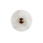 Round Wall Lamp Alabaster Fluted Brass