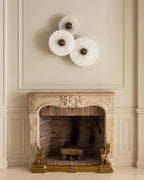 Round Wall Lamp Alabaster Fluted Brass