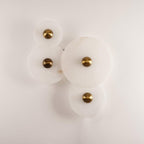 Round Wall Lamp Alabaster Fluted Brass