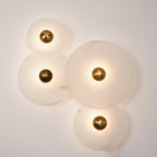 Round Wall Lamp Alabaster Fluted Brass