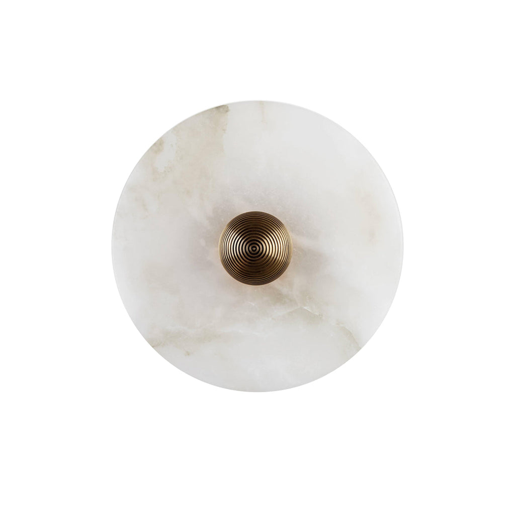 Round Wall Lamp Alabaster Fluted Brass