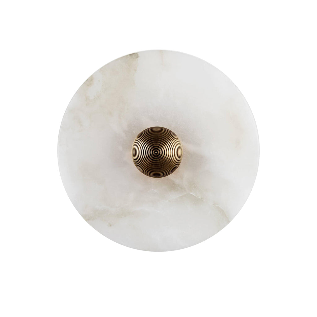 Round Wall Lamp Alabaster Fluted Brass
