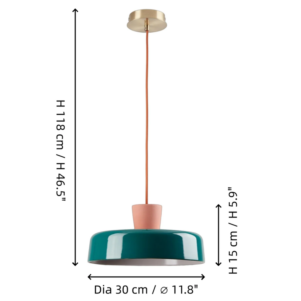 Arlo Retro Peacock Blue Iron Pendant Light
