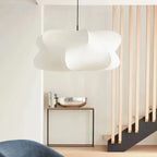 Ceiling lamp with silk shade in Japanese wabi-sabi style