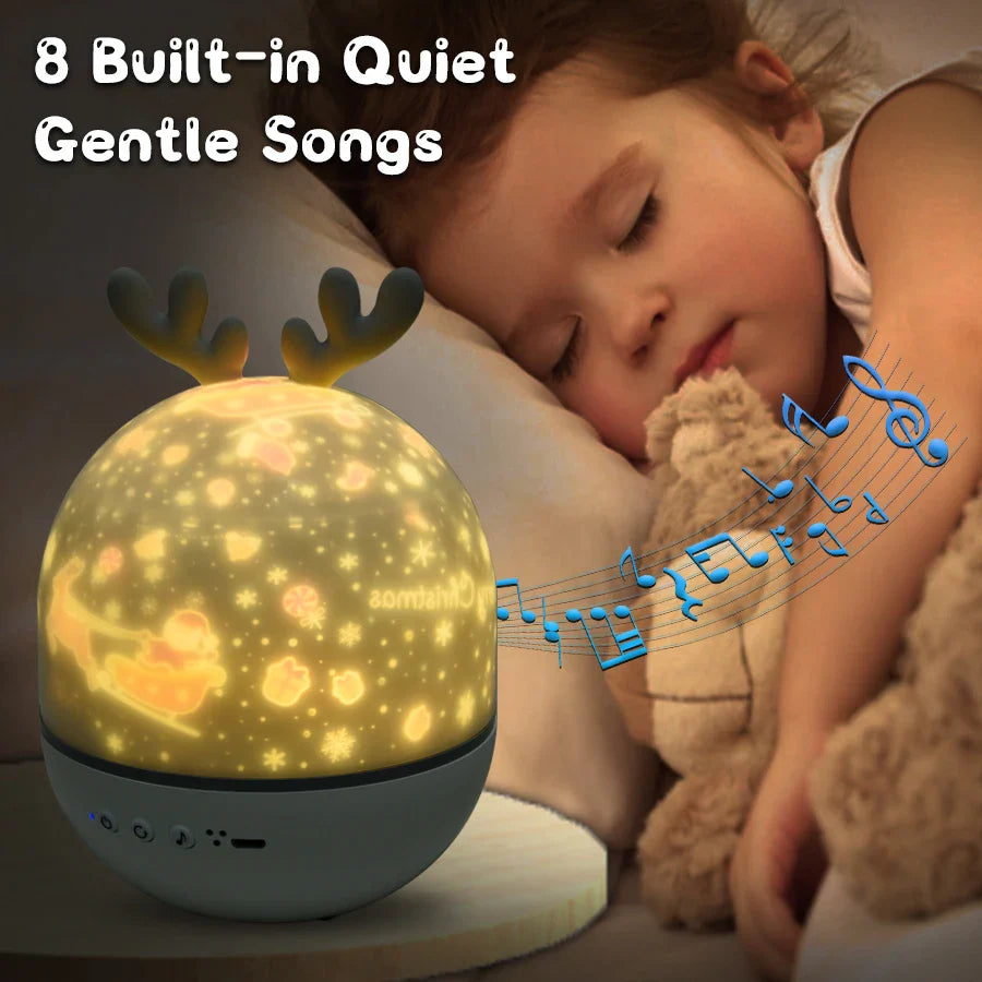LED Night Projector with Remote Control and Music – Children's Lamp with Stars and Timer