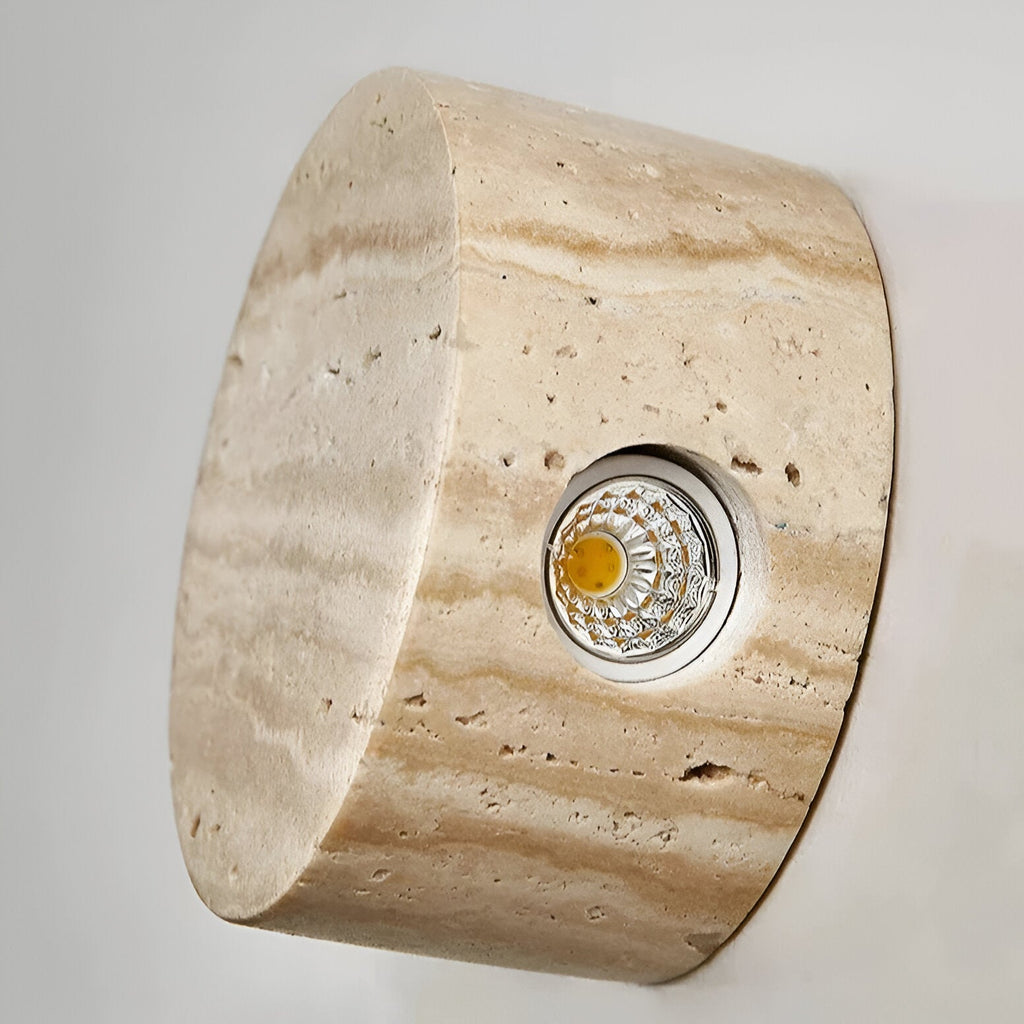 Japanese Wabi-Sabi Travertine Stone Wall Sconce LED 1-Light