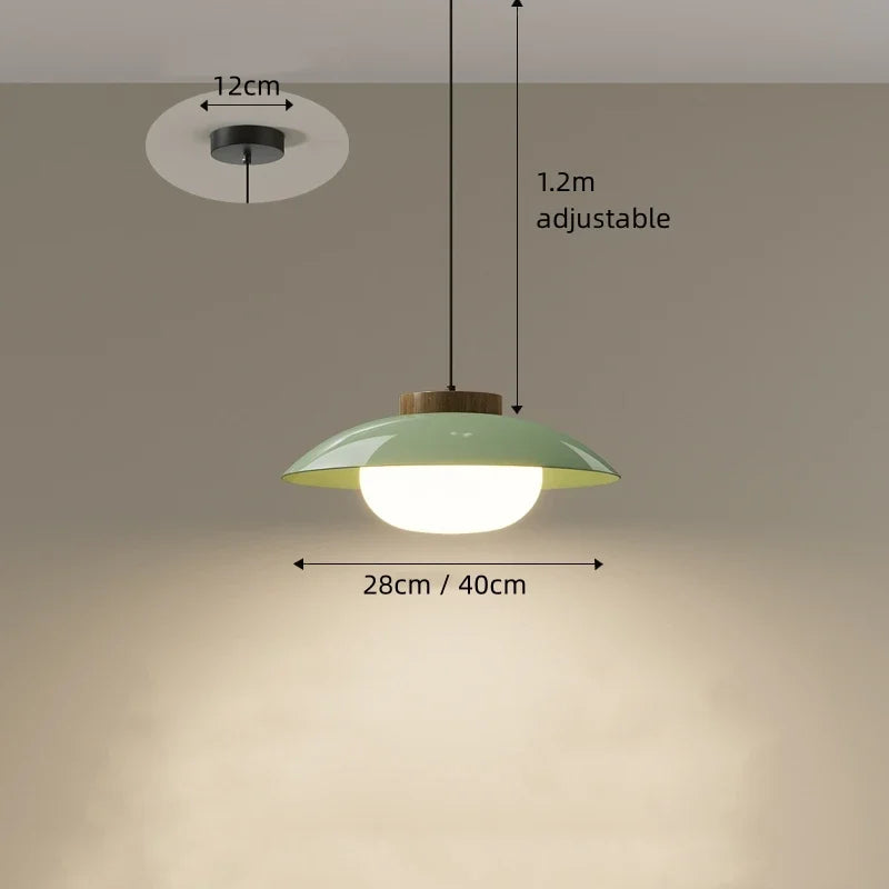 Modern Glass Pendant Lamp – Minimalist Design with Wooden Accent