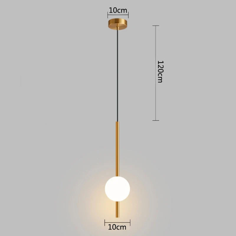 Modern Gold Pendant Lamp with Spherical Shade | Minimalist LED Ceiling Lamp