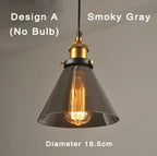 Retro Industrial Pendant Lamp with Glass – Smoky Glass Shade