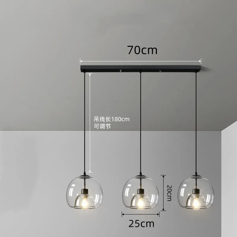 Glass Pendant Lamp – Double Shade in Industrial Style
