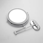Wall-mounted cosmetic mirror with LED lighting and magnification
