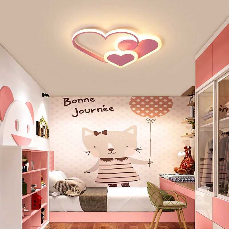 Modern LED Ceiling Lamp in the Shape of Hearts for Children's Room
