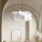 Ceiling lamp with silk shade in Japanese wabi-sabi style
