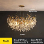 Exclusive chandelier with crystal leaves – branch effect, modern elegance