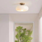 Hanging lamp with an opalescent shade – an elegant retro Bauhaus accent