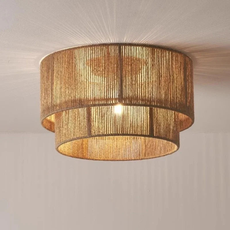 Boho Ceiling Lamp with Natural Rope