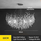 Exclusive chandelier with crystal leaves – branch effect, modern elegance