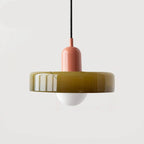 Modern pendant lamp with colorful glass shade Bauhaus