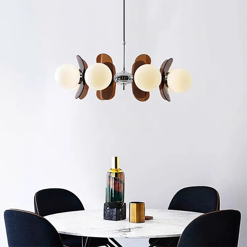 Hanging Lamp Retro Modern Chandelier with Ball Shades Bauhaus