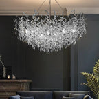 Exclusive chandelier with crystal leaves – branch effect, modern elegance