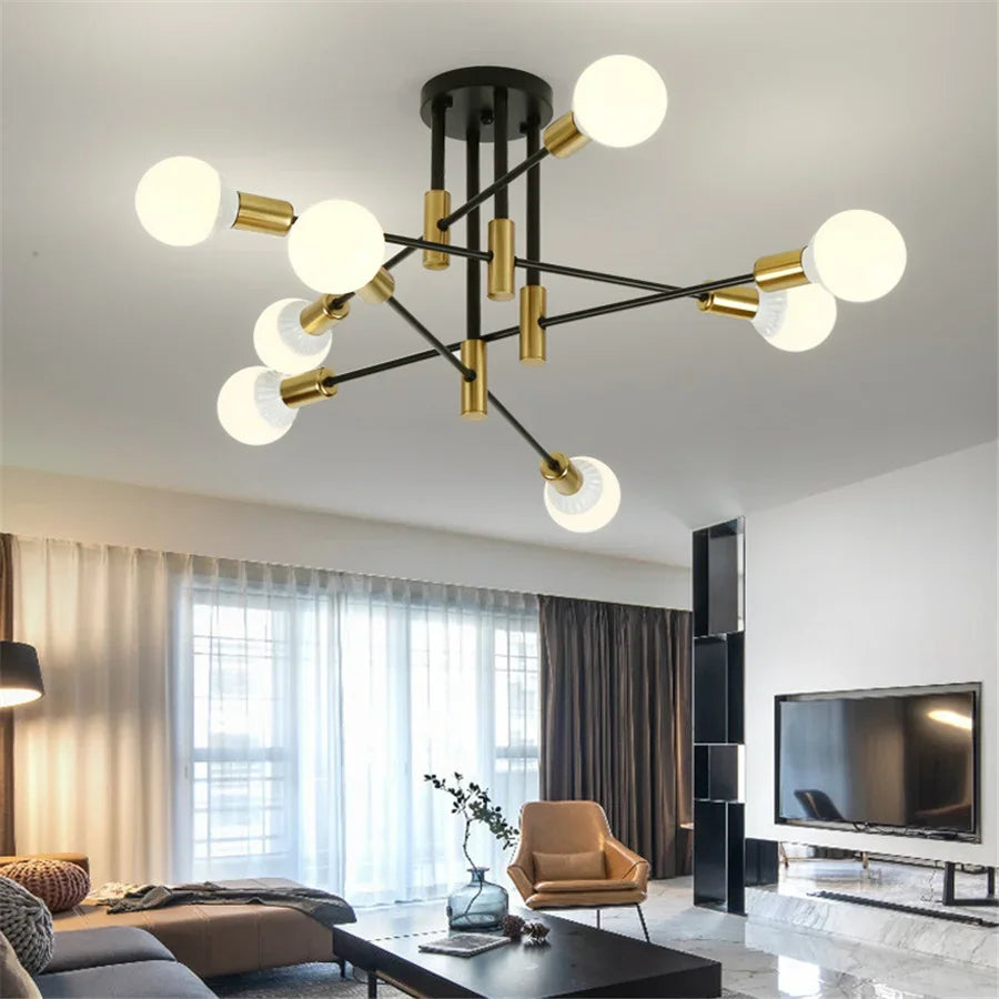 Industrial ceiling lamp chandelier with round lights