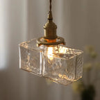 Vintage glass hanging lamps with brass finish