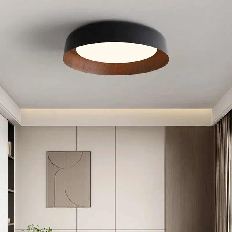 Modern LED Ceiling Lamp with Wooden Accent