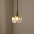 Vintage glass hanging lamps with brass finish