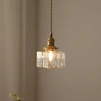 Vintage glass hanging lamps with brass finish