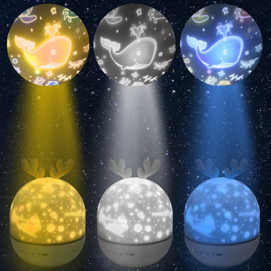 LED Night Projector with Remote Control and Music – Children's Lamp with Stars and Timer