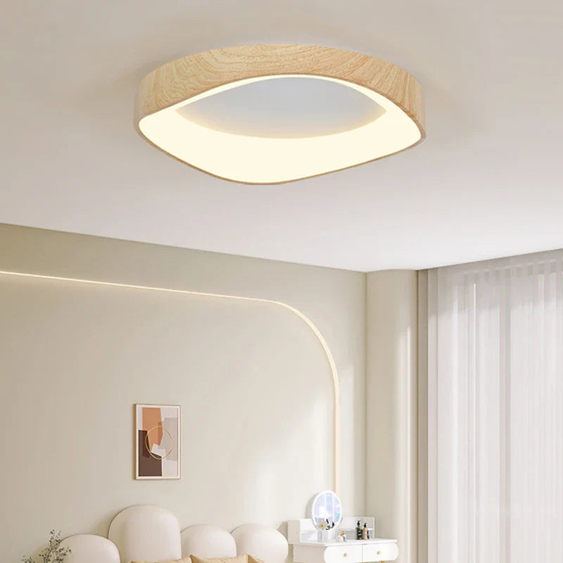 Scandinavian LED Ceiling Lamp – Modern Surface-Mounted Lamp with Wood Effect