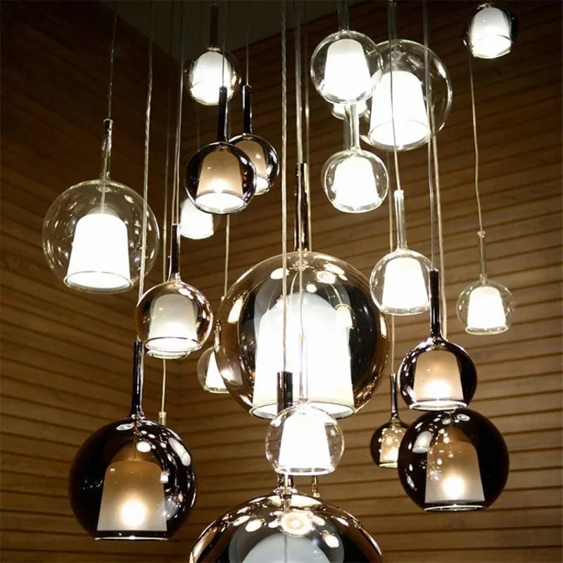 Modern Pendant Lamp with Glass Shades – Cluster Ceiling Light with Smoked Glass