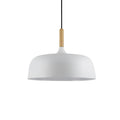Modern metal pendant lamp with wooden accent – minimalist Scandinavian style