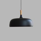 Modern metal pendant lamp with wooden accent – minimalist Scandinavian style