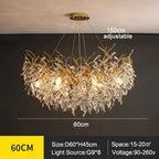 Exclusive chandelier with crystal leaves – branch effect, modern elegance
