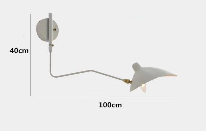 Designer wall lamp with double arm – adjustable wall light for living room, office, or bedroom