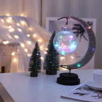 LED Table Lamp with Sphere and Crescent Moon
