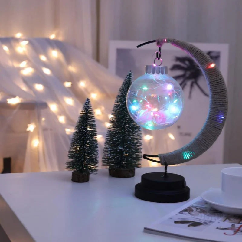 LED Table Lamp with Sphere and Crescent Moon