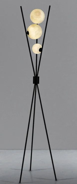 Designer LED Floor Lamp with Moon-Shaped Shades – Table and Floor Lamp on Tripod